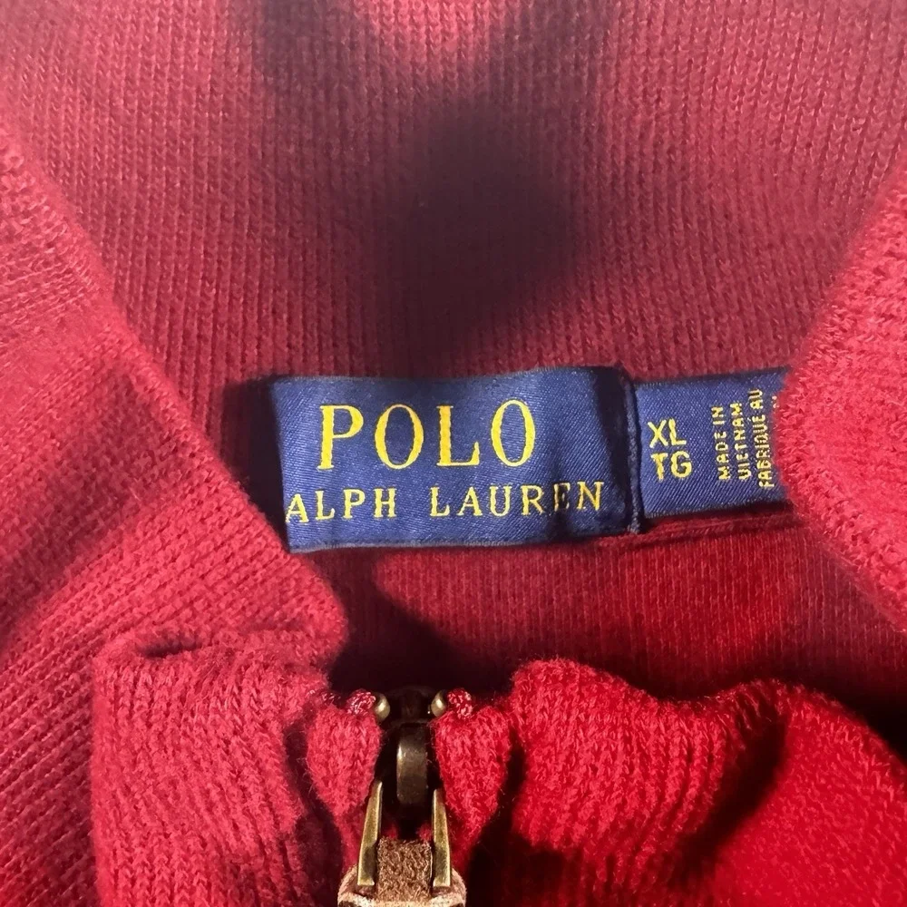 Polo Ralph Lauren Quarter‎ Zip Pullover Sweater Mens XL Red Cotton Pony Logo